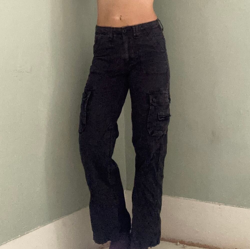 American Eagle Baggy Jogger Cargo Pants Charcoal Gray Size 2 Utility Skater